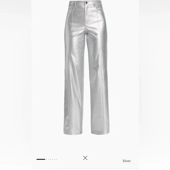 Cinq à Sept Women's Foiled Francine Pants, Silver, 0, Like New - Picture 3 of 6